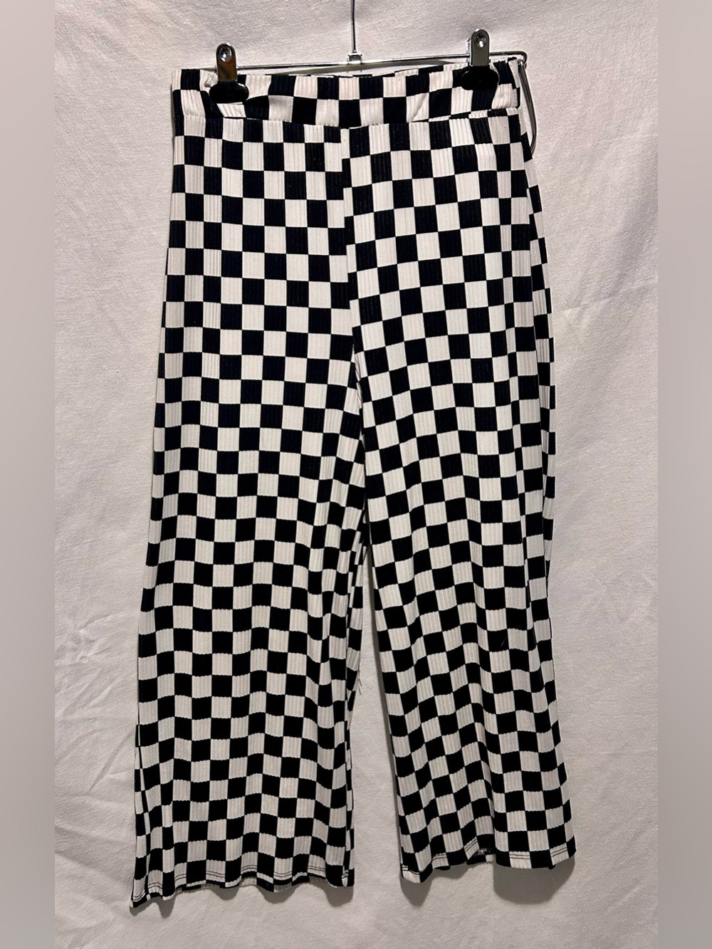 Dressed in Lala Lex Ribbed Checkerboard Two-Piece Set Black White Small - Picture 4 of 11
